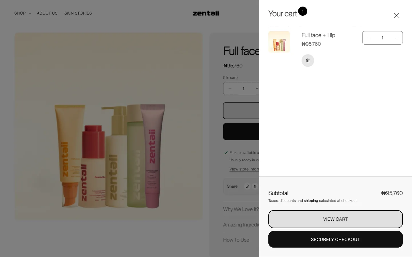 ZENTAII, cart (desktop)